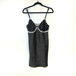 GILLIGAN & O'MALLEY Polka Dot Lace Trim Slip Dress Adjustable Straps Size M